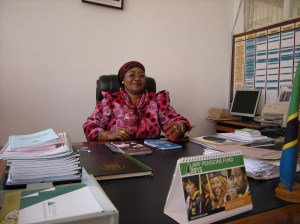 Kudra J. Mwinyimvua, regional administrative secretary for the Tabora region of Tanzania, in her office.